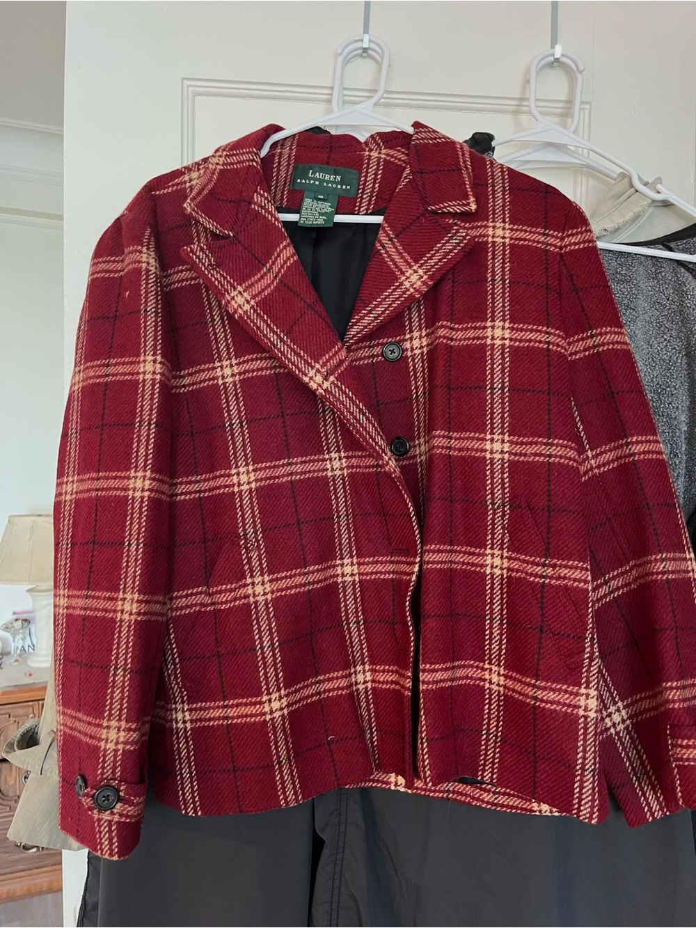 Ralph Lauren Red Plaid Cropped Blazer
